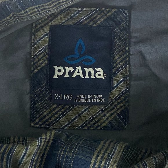 Prana Shirt Adult XL Holton Long Sleeve Button Up Green Blue Plaid Check Men - Picture 7 of 11